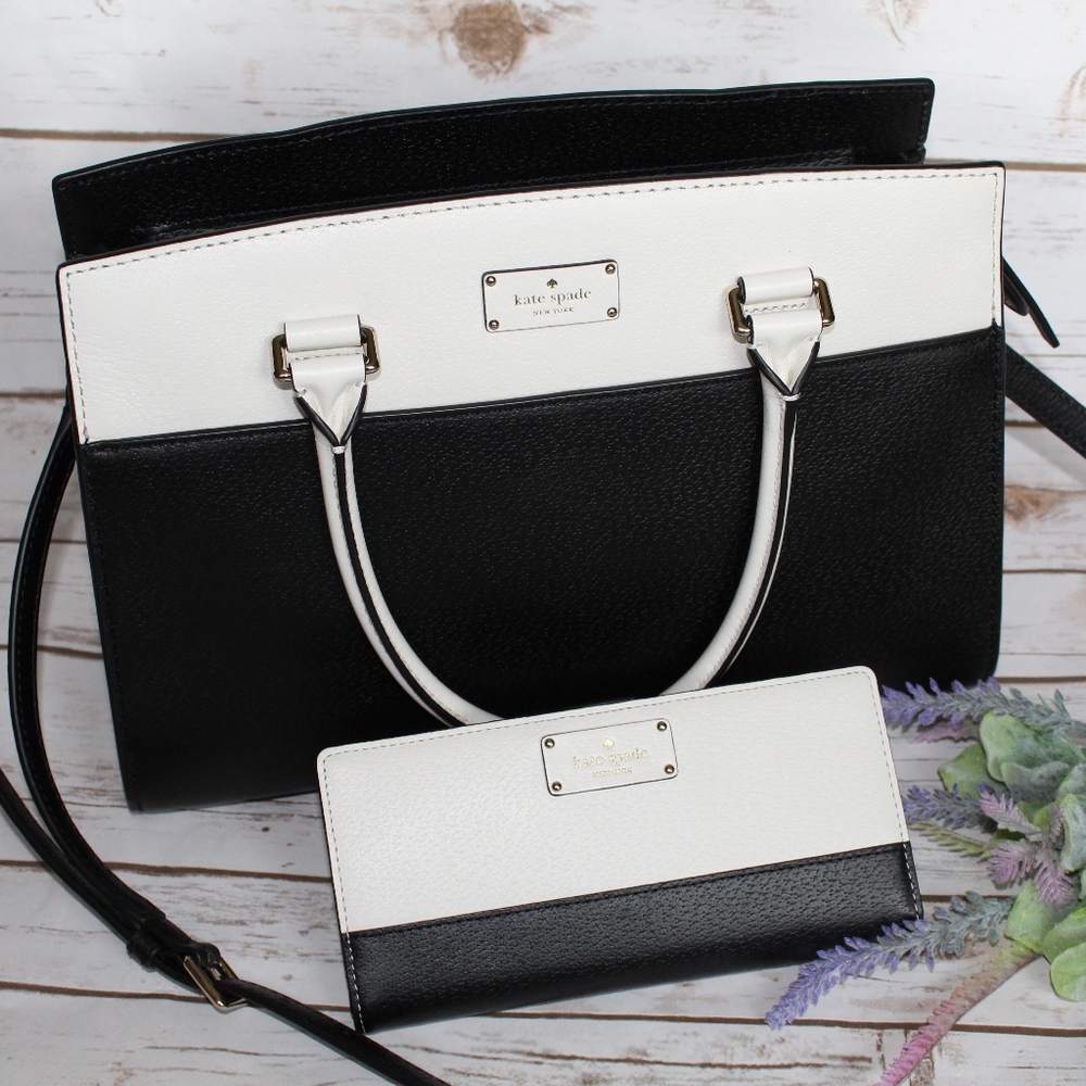 Kate Spade Black and White Leather Bag and Wallet